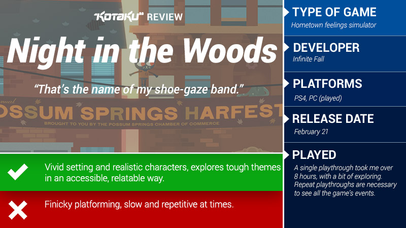 Illustration for article titled Night In The Woods: The Kotaku Review